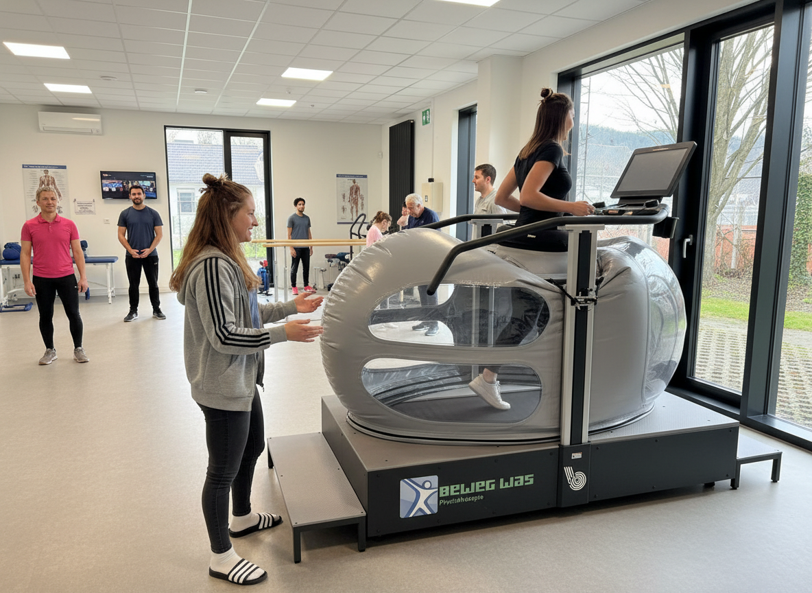 Anti-Schwerkraft-Laufband in Benutzung in der Physiotherapiepraxis beweg-was Freiburg